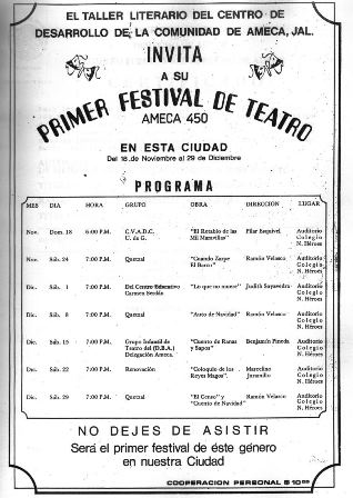 PRIMER FESTIVAL DE TEATRO, AMECA 1979.